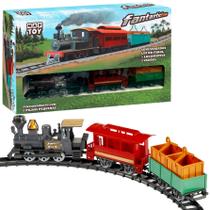 Fantastic Trem Trenzinho Locomotiva 2 Vagões Com Som E Luz - Maptoy