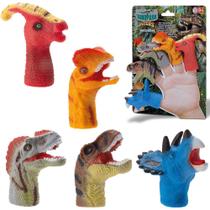 Fantoche de mao cabeca dinossauro dinopark dedoche colors 5 pecas na cartela - BEE TOYS