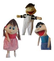 Fantoche Plus Menino, Menina E Samuca Kit Com 3 Bonecos