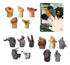 Fantoches De Dedo Animais Selva 5 Bonecos Miniatura Dedoche