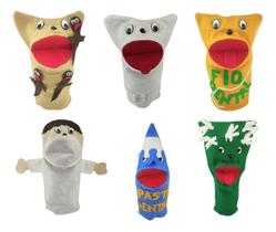 Fantoches Higiene Bucal 6 Personagens Coloridos De Mão