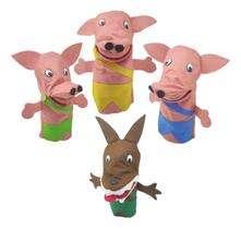 Fantoches Historia Lobo E Os 3 Porquinhos Tecido Feltro 25cm