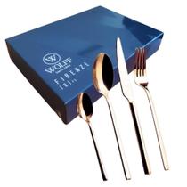 Faqueiro 101 Peça Firenze Dourado Aço Inox Caixa Litografada - Wolff