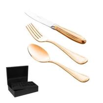 Faqueiro 101 Peças Croisé Rose Gold Aço Inox PVD com Estojo Wolff Faqueiro 101 Peças Croisé Rose Gold Aço Inox PVD com Estojo Wolff
