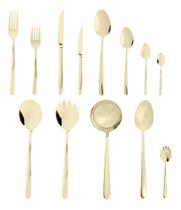 Faqueiro 101 pecas de aco inox com caixa litografada firenze dourado