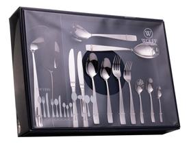 Faqueiro 101 pecas de aco inox com caixa litografada pisa