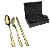 Faqueiro 101 Peças Pearl Aço Inox Champanhe PVD C/Estojo -Fracalanza Faqueiro 101 Peças Pearl Aço Inox Champanhe PVD C/Estojo -Fracalanza