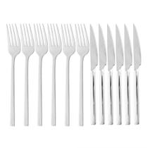 Faqueiro 12 Peças 6 Faca para Churrasco e 6 Garfo Para Mesa Firenze Aço Inox Wolff
