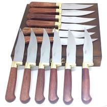 Faqueiro 12 peças Arkhip Pepita Doze 5'' Cabo Madeira Caixa