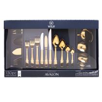 Faqueiro 130 Peças com Caixa Litografada Avalon Dourado Aço Faqueiro 130 Peças com Caixa Litografada Avalon Dourado Aço