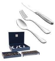 Faqueiro 130 Peças Croisé Em Aço Inox Wolff Com Estojo De Madeira