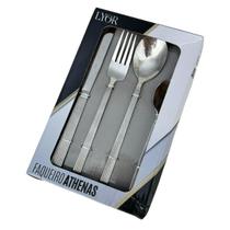 Faqueiro 16 Peças Listrado Talheres de Aço Inox Athenas Lyor
