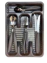 Faqueiro 17 Pecas Inox Cabo PP Cinza inclui Suporte Gaveta