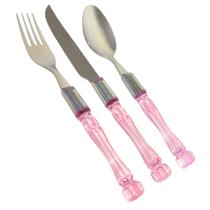 Faqueiro 18 Peças Aço Inox Cabo Tipo Bambu Rosa - Lyor