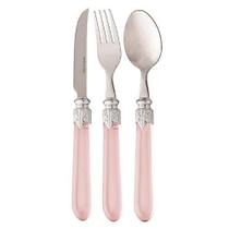 Faqueiro 18 Peças Destiny Aço Inox com Cabo Acrílico Cristal Rosa Lyor