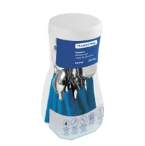 Faqueiro 20 pcs leme azul oceano - sortidos com laminas aco inox e cabos polipropileno