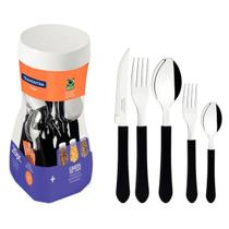 Faqueiro 20 pcs leme preto - sortidos com laminas de aco inox e cabos de polipropileno