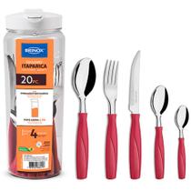 Faqueiro 20 Peças em Inox Brinox com Jarra 1,75l Vermelho