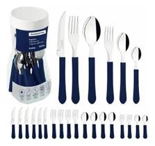 Faqueiro 20 peças sortidas leme laminas de aço inox e cabos polipropileno no pote Faqueiro 20 peças sortidas leme laminas de aço inox e cabos polipropileno no pote