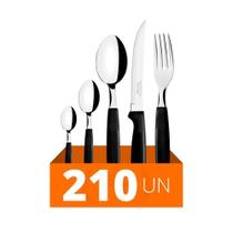 Faqueiro 210 Pçs Ipanema Aço Inox Cabo Preto Ptop Tramontina