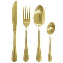 Faqueiro 24 Pcs Aco Inox Sicilia Dourado Gold Mek