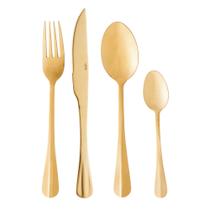 Faqueiro 24 Pcs de Aço Inox Positano Dourado Lyor Faqueiro 24 Pcs de Aço Inox Positano Dourado Lyor