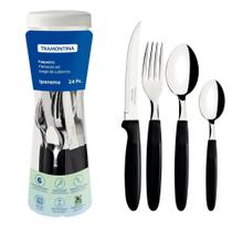 Faqueiro 24 Pçs Inox cabo Preto Ipanema Tramontina 23399091