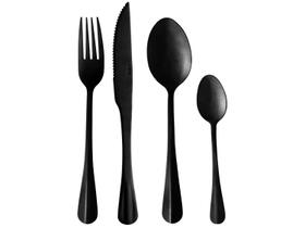Faqueiro 24 Pçs Preto Fosco Aço Inox Mesa Posta Moderna Facas Garfos Colheres Sobremesa Utensílio Cozinha Jogo de Talher Design Elegante