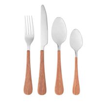 Faqueiro 24 Peças Aço Inox e Cabo Em Plástico Amadeirado Milão - Wolff