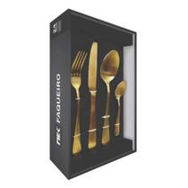Faqueiro 24 Peças Aço Inox Positano Dourado Lyor Faqueiro 24 Peças Aço Inox Positano Dourado Lyor