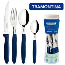 Faqueiro 24 Peças Aço Inox Tramontina Ipanema Talheres Azul