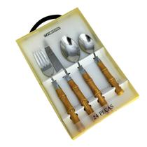 Faqueiro 24 Peças Bambu Aço Inox e Resina Mesa Posta Incasa Faqueiro 24 Peças Bambu Aço Inox e Resina Mesa Posta Incasa