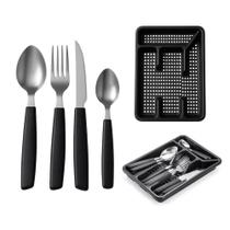 Faqueiro 24 Peças Com Suporte Gaveteiro Organizador De Talheres Baviera Preto Mek Faqueiro 24 Peças Com Suporte Gaveteiro Organizador De Talheres Baviera Preto Mek