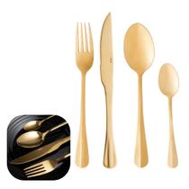 Faqueiro 24 Peças Dourado Serve 6 Pessoas em Aço Inox Linha Positano Lyor Premium Faqueiro 24 Peças Dourado Serve 6 Pessoas em Aço Inox Linha Positano Lyor Premium