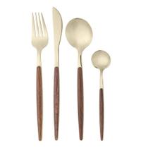 Faqueiro 24 Peças Inox C/Cabo Estampa Maira Organic Dourado - LYOR Faqueiro 24 Peças Inox C/Cabo Estampa Maira Organic Dourado - LYOR