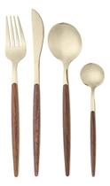Faqueiro 24 Peças Lyor Organic 2898 De Aço Inox Dourado