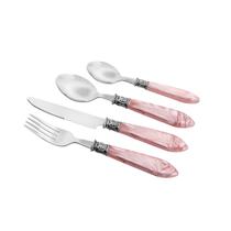 Faqueiro 24 peças mother pearl rosa luxo lyor