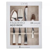 Faqueiro 24 Peças Positano Aço Inox Lyor Jogo Talheres