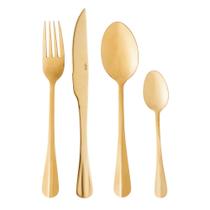 Faqueiro 24 Peças Positano Dourado Aço Inox Lyor