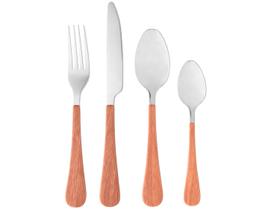 Faqueiro 24pc de aco inox c/cabo em plastico amadeirado milao Faqueiro 24pc de aco inox c/cabo em plastico amadeirado milao