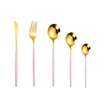 Faqueiro 30 Peças Bicolor Aço Inox Dourado Cabo Slim Rosa Super Saldão. Faqueiro 30 Peças Bicolor Aço Inox Dourado Cabo Slim Rosa Super Saldão.