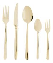 Faqueiro 30 pecas de aco inox com caixa litografada viena dourado