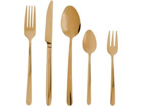 Faqueiro 30 Peças de Aço Inox com Caixa Litografada - Viena Dourado - Wolff