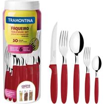 Faqueiro 30 Peças Inox Vermelho Ipanema Tramontina