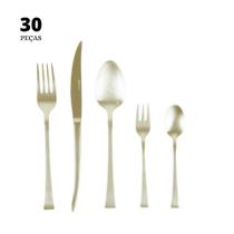 Faqueiro 30 Peças Wolff Berna de Aço Inox Champanhe Fosco