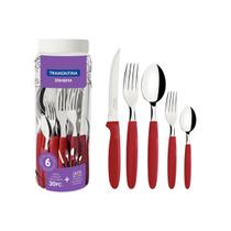 Faqueiro 30Pcs Ipanema Vermelho Laminas de Aco Tramontina Faqueiro 30Pcs Ipanema Vermelho Laminas de Aco Tramontina