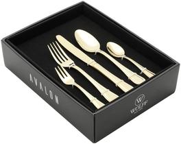 Faqueiro 30peças aço inox avalon dourado wolff