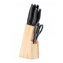 Faqueiro 7 Peças Facas Tesoura Suporte Churrasco Kit Cozinha - Clink