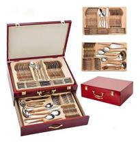 Faqueiro 84 Pcs Banhado Ouro 24k