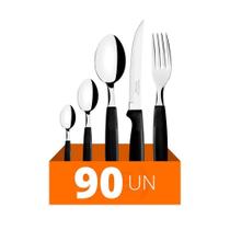 Faqueiro 90 Pçs Ipanema Aço Inox Cabo Preto Ptop Tramontina